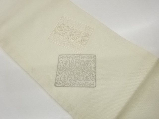 JAPANESE NAGOYA OBI FOR SUMMER / EMBROIDERY / FLOWER ARABESQUE